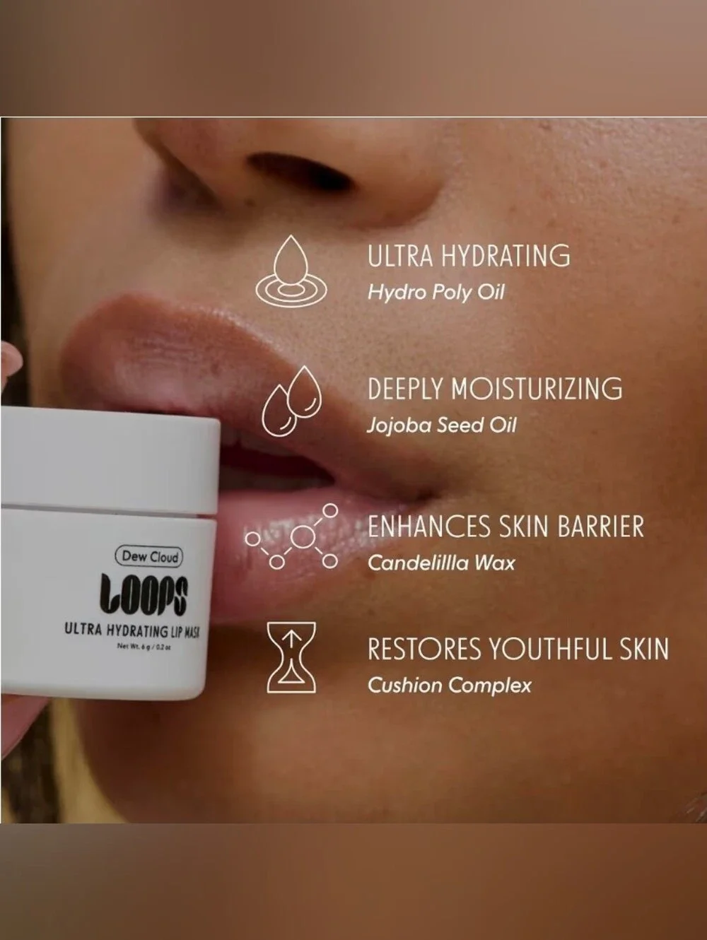 Loops Dew Cloud Ultra Hydrating Korean Mini Lip Mask 0.2fl Oz BNIB